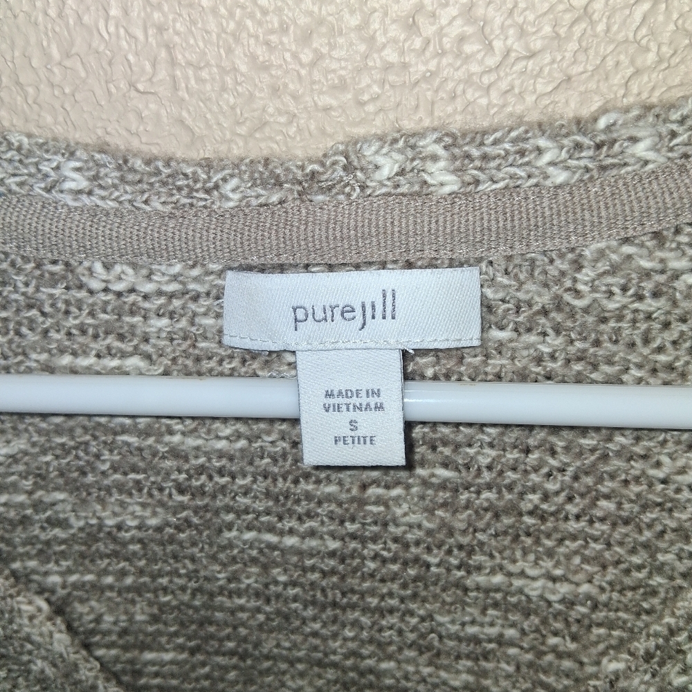 Pure Jill Textyred Knit Cream Tan Cotton Blend Sweater SP - Picture 5 of 7